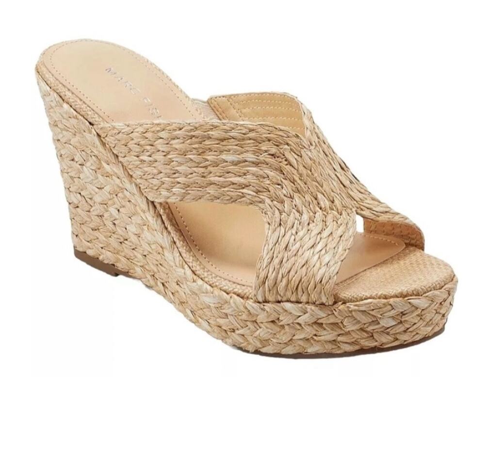 Marc Fisher Kalisha Espadrille Wedge Sandal Raffia Straw 6